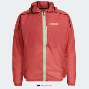 Adidas Terrex Orange/Peach Wind Jacket w/Hood and Packable Front Pocket (Small)